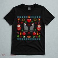 Ugly Cat Christmas Sweater 8 Bit T-Shirt thumb 5
