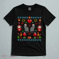 Ugly Cat Christmas Sweater 8 Bit T-Shirt thumb 5