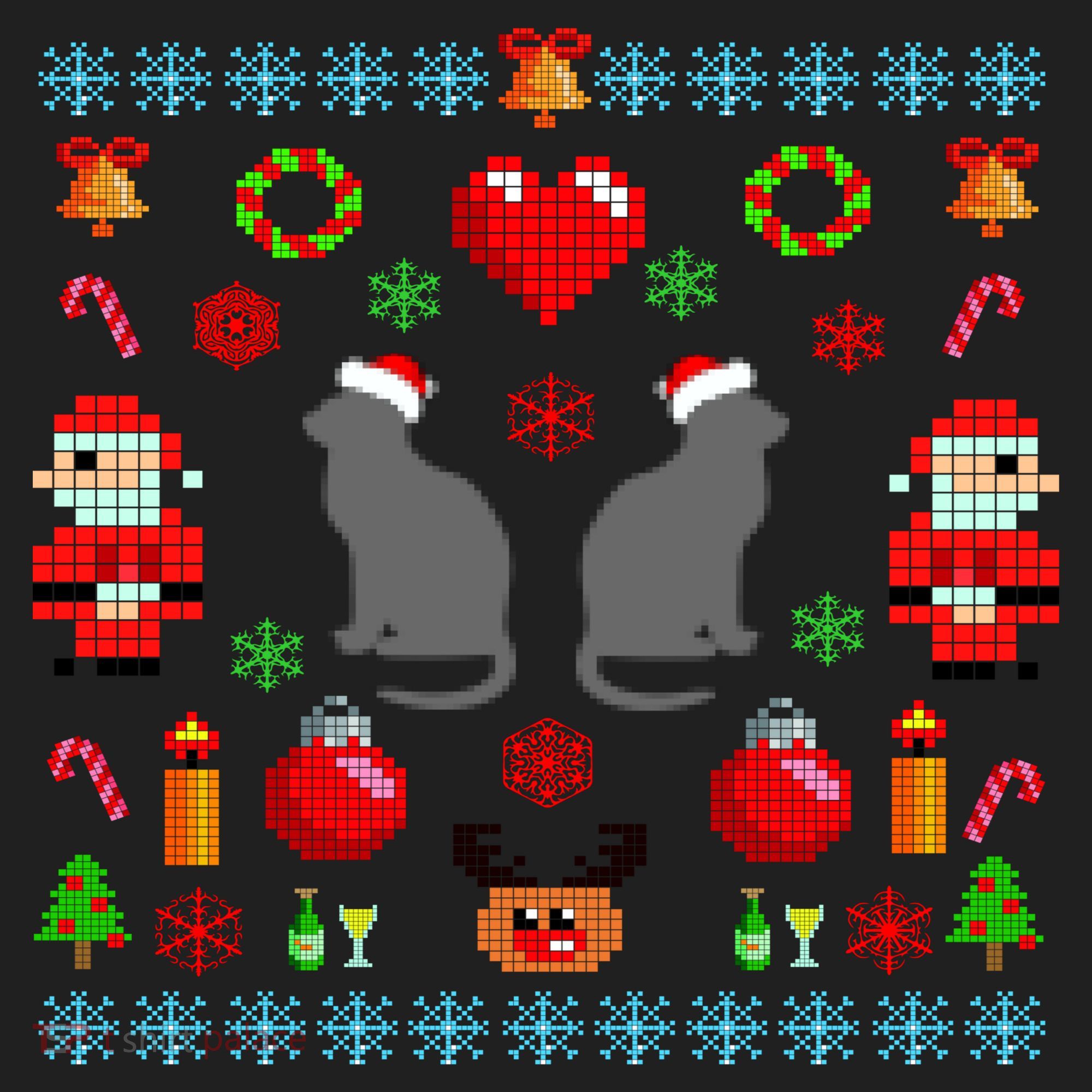 Ugly Cat Christmas Sweater 8 Bit Beanie