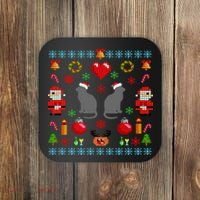 Ugly Cat Christmas Sweater 8 Bit Coaster thumb 0