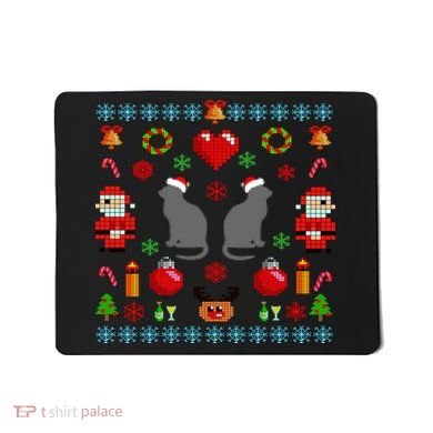 Ugly Cat Christmas Sweater 8 Bit Mousepad