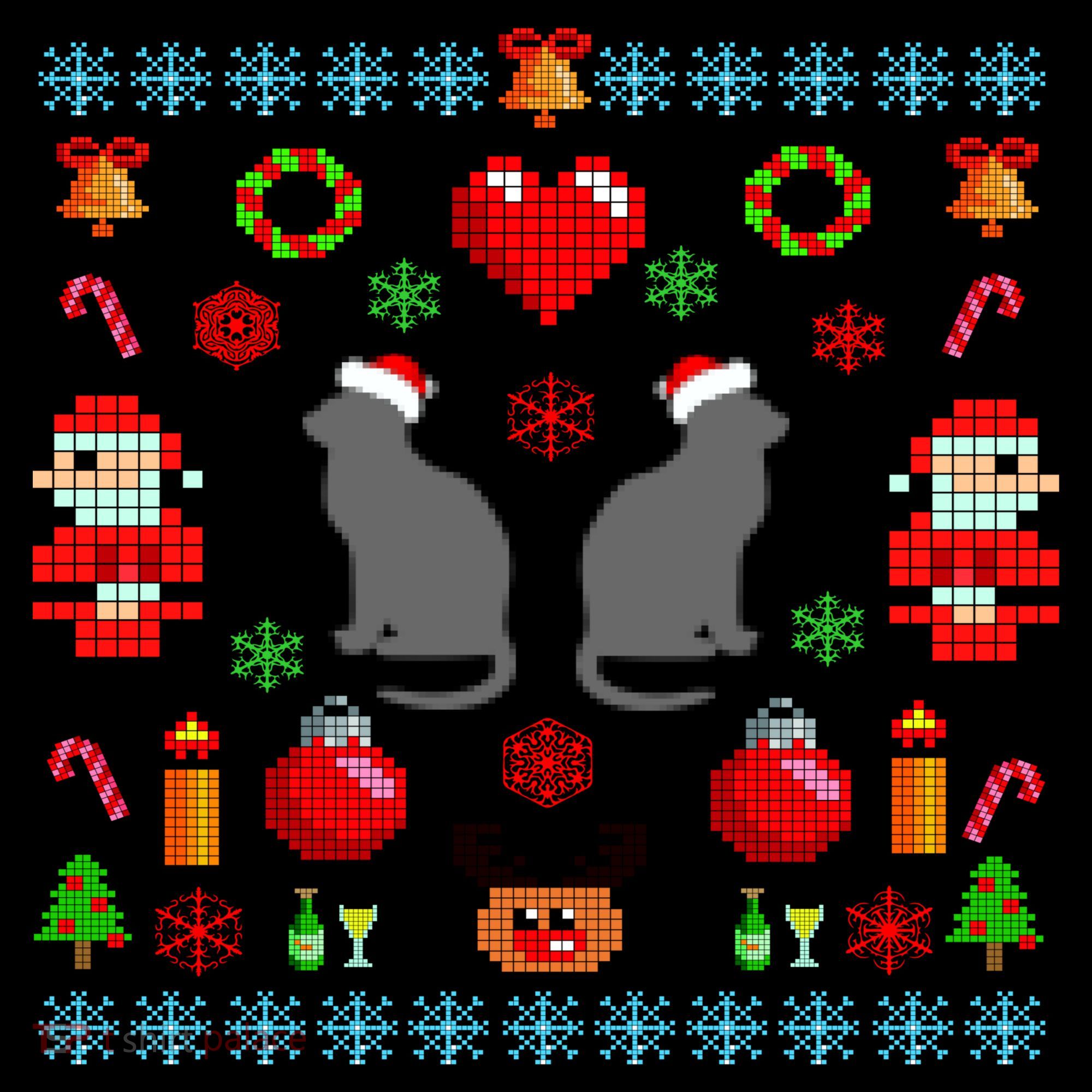 Ugly Cat Christmas Sweater 8 Bit Baby Bodysuit