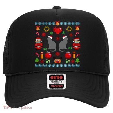 Ugly Cat Christmas Sweater 8 Bit Hat