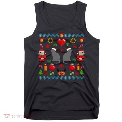 Ugly Cat Christmas Sweater 8 Bit Tank Top