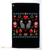 Ugly Cat Christmas Sweater 8 Bit Golf Towel thumb 0