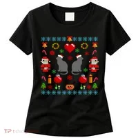 Ugly Cat Christmas Sweater 8 Bit Women's T-Shirt thumb 0