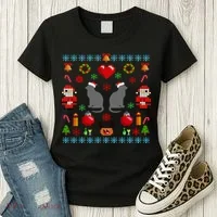 Ugly Cat Christmas Sweater 8 Bit Women's T-Shirt thumb 3