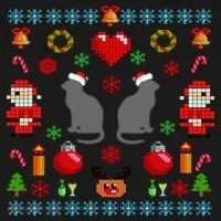 Ugly Cat Christmas Sweater 8 Bit Women's T-Shirt thumb 6
