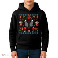 Ugly Cat Christmas Sweater 8 Bit Kids Hoodie thumb 4