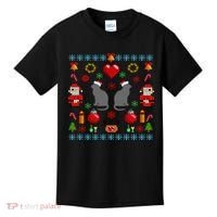 Ugly Cat Christmas Sweater 8 Bit Kids T-Shirt thumb 0