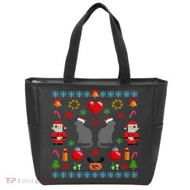 Ugly Cat Christmas Sweater 8 Bit Tote Bag