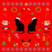 Ugly Cat Christmas Sweater 8 Bit Santa Hat thumb 1