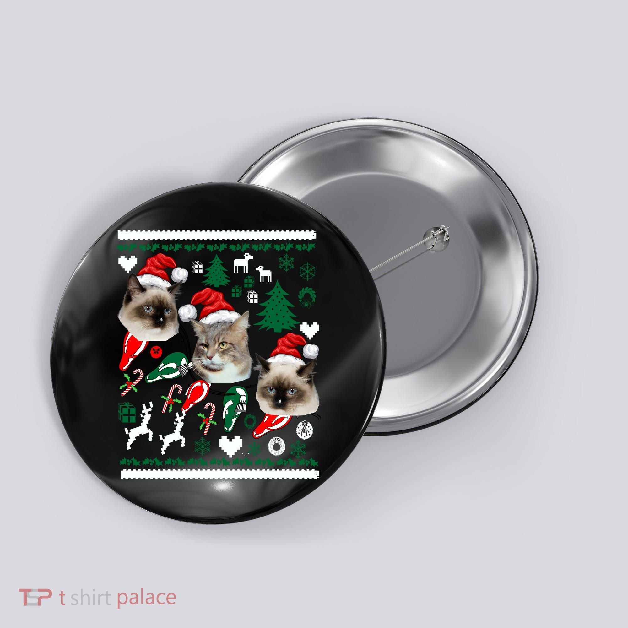 Ugly Cat Christmas Sweatshirt Sweater Button