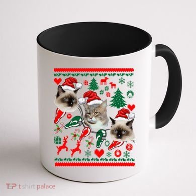 Ugly Cat Christmas Sweatshirt Sweater Coffee Mug back