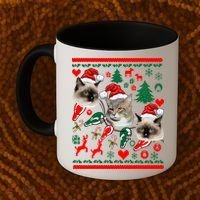 Ugly Cat Christmas Sweatshirt Sweater Coffee Mug thumb 2