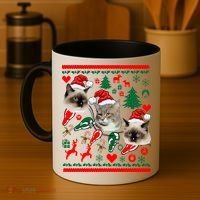 Ugly Cat Christmas Sweatshirt Sweater Coffee Mug thumb 4