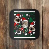 Ugly Cat Christmas Sweatshirt Sweater Coaster thumb 0