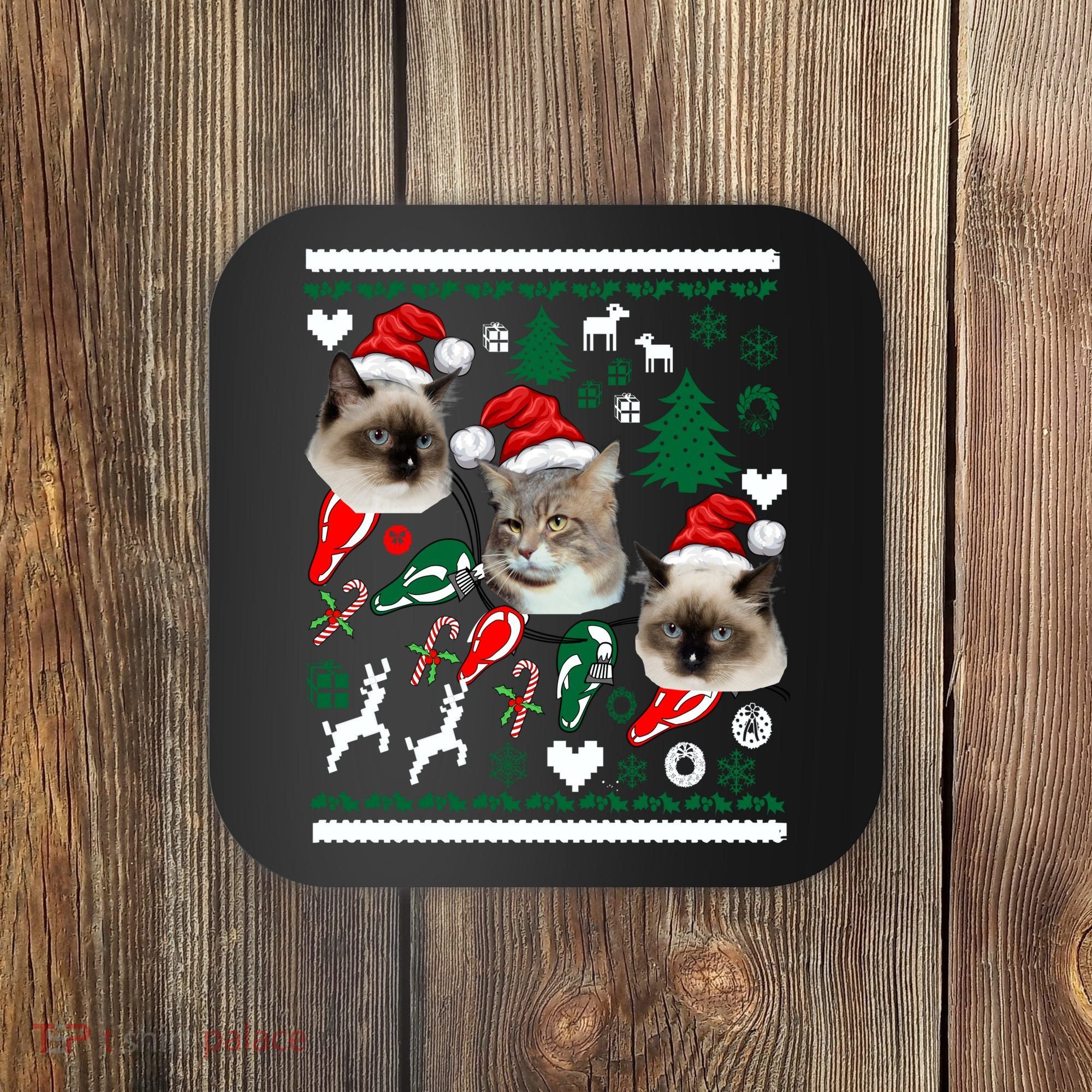 Ugly Cat Christmas Sweatshirt Sweater Coaster