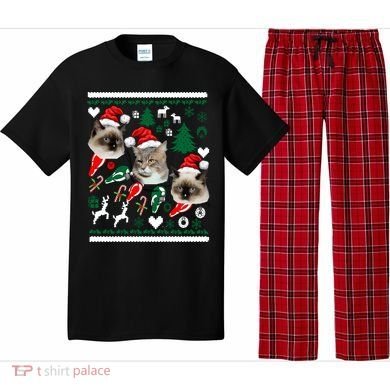 Ugly Cat Christmas Sweatshirt Sweater Pajama Set