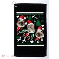 Ugly Cat Christmas Sweatshirt Sweater Golf Towel thumb 0