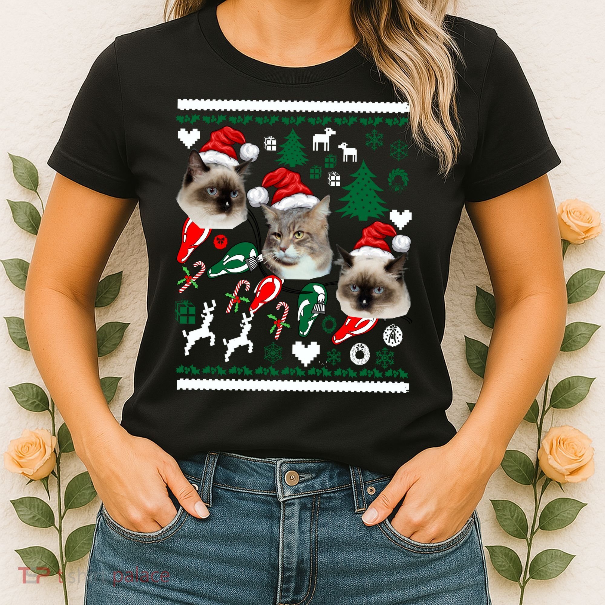 Ugly Cat Christmas Sweatshirt Sweater Women's T-Shirt