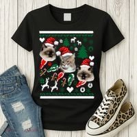 Ugly Cat Christmas Sweatshirt Sweater Women's T-Shirt thumb 3