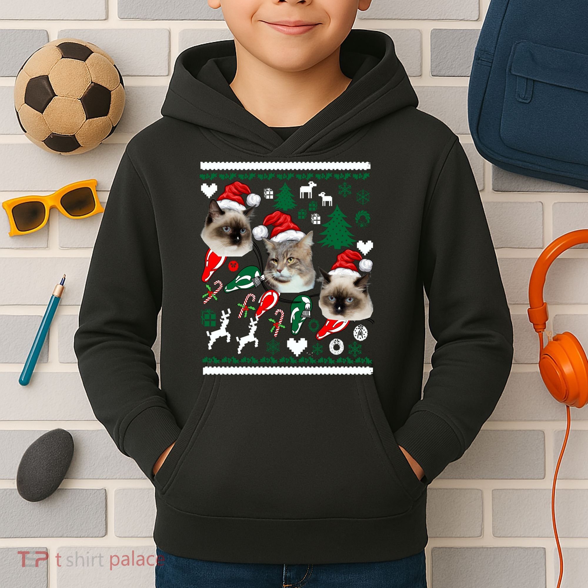 Ugly Cat Christmas Sweatshirt Sweater Kids Hoodie