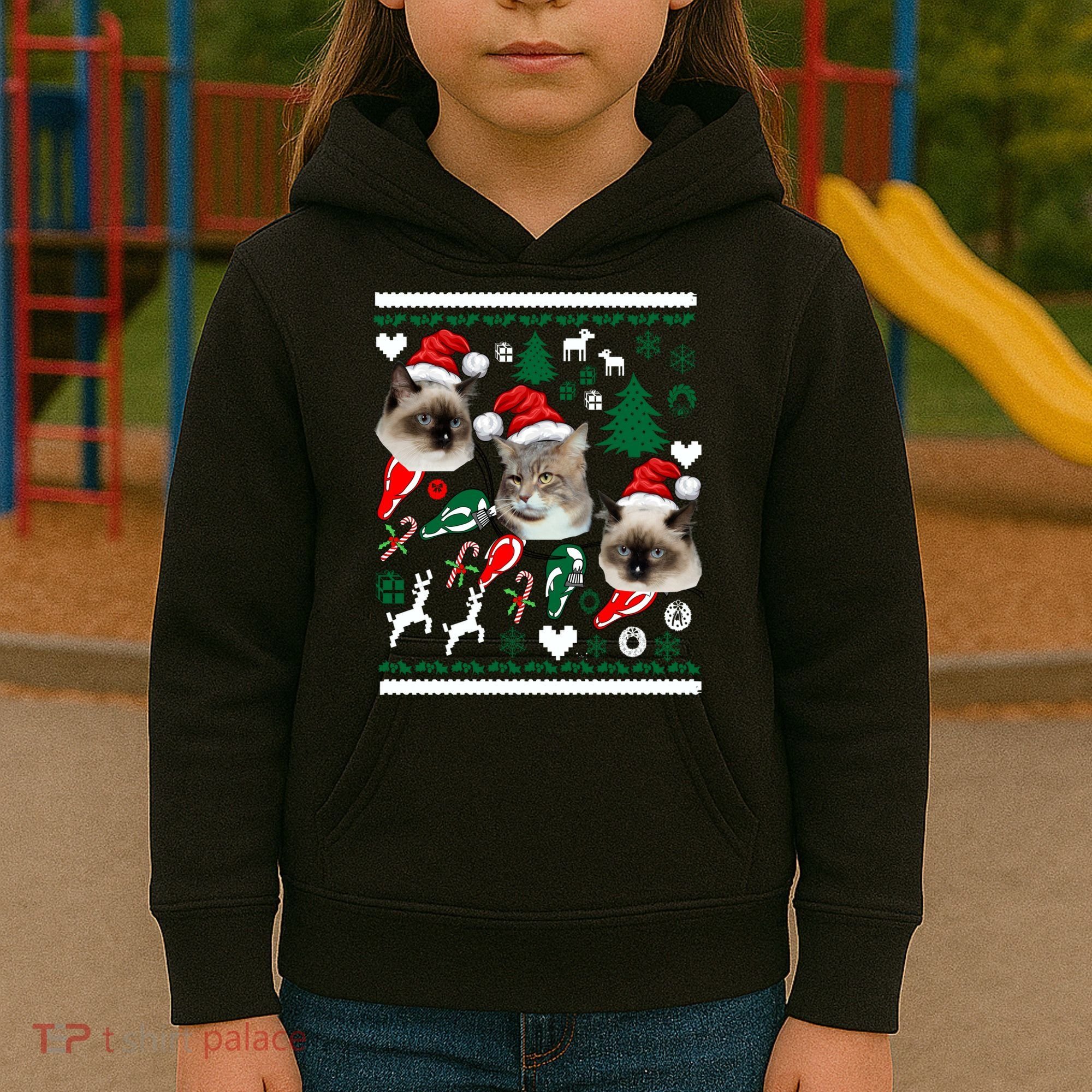 Ugly Cat Christmas Sweatshirt Sweater Kids Hoodie