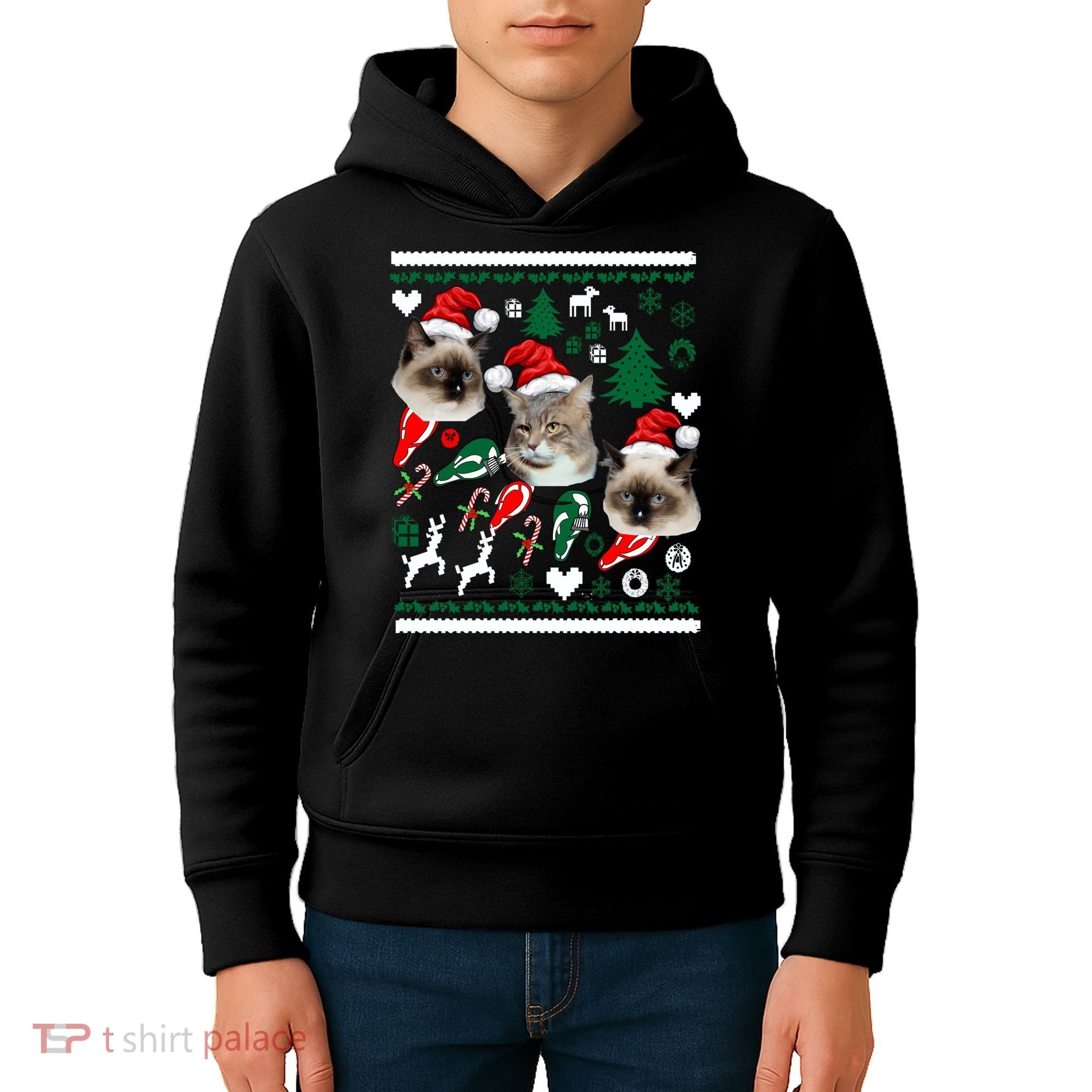 Ugly Cat Christmas Sweatshirt Sweater Kids Hoodie