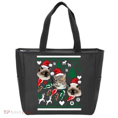 Ugly Cat Christmas Sweatshirt Sweater Tote Bag