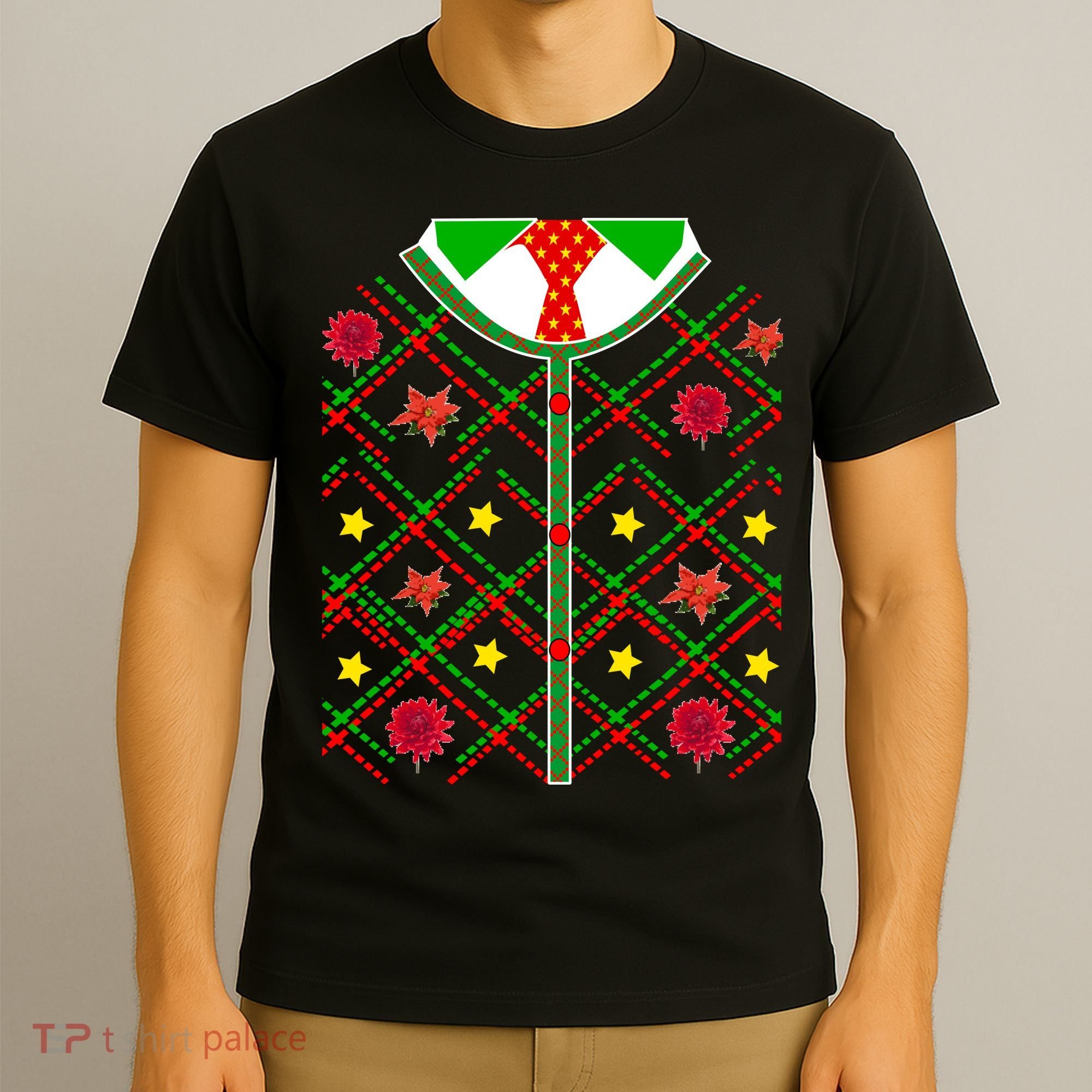 Ugly Christmas Cardigan Tie Sweater T-Shirt