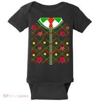 Ugly Christmas Cardigan Tie Sweater Baby Bodysuit thumb 0