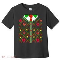 Ugly Christmas Cardigan Tie Sweater Toddler T-Shirt thumb 0