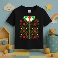 Ugly Christmas Cardigan Tie Sweater Toddler T-Shirt thumb 3