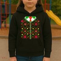 Ugly Christmas Cardigan Tie Sweater Kids Hoodie thumb 3
