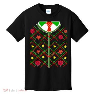 Ugly Christmas Cardigan Tie Sweater Kids T-Shirt