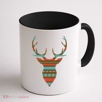 Ugly Christmas Pattern Deer Coffee Mug thumb 1