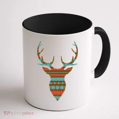 Ugly Christmas Pattern Deer Coffee Mug back