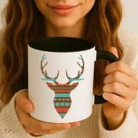 Ugly Christmas Pattern Deer Coffee Mug thumb 3