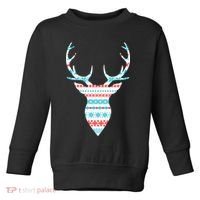 Ugly Christmas Pattern Deer Toddler Sweatshirt thumb 0