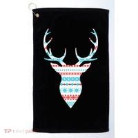 Ugly Christmas Pattern Deer Golf Towel thumb 0
