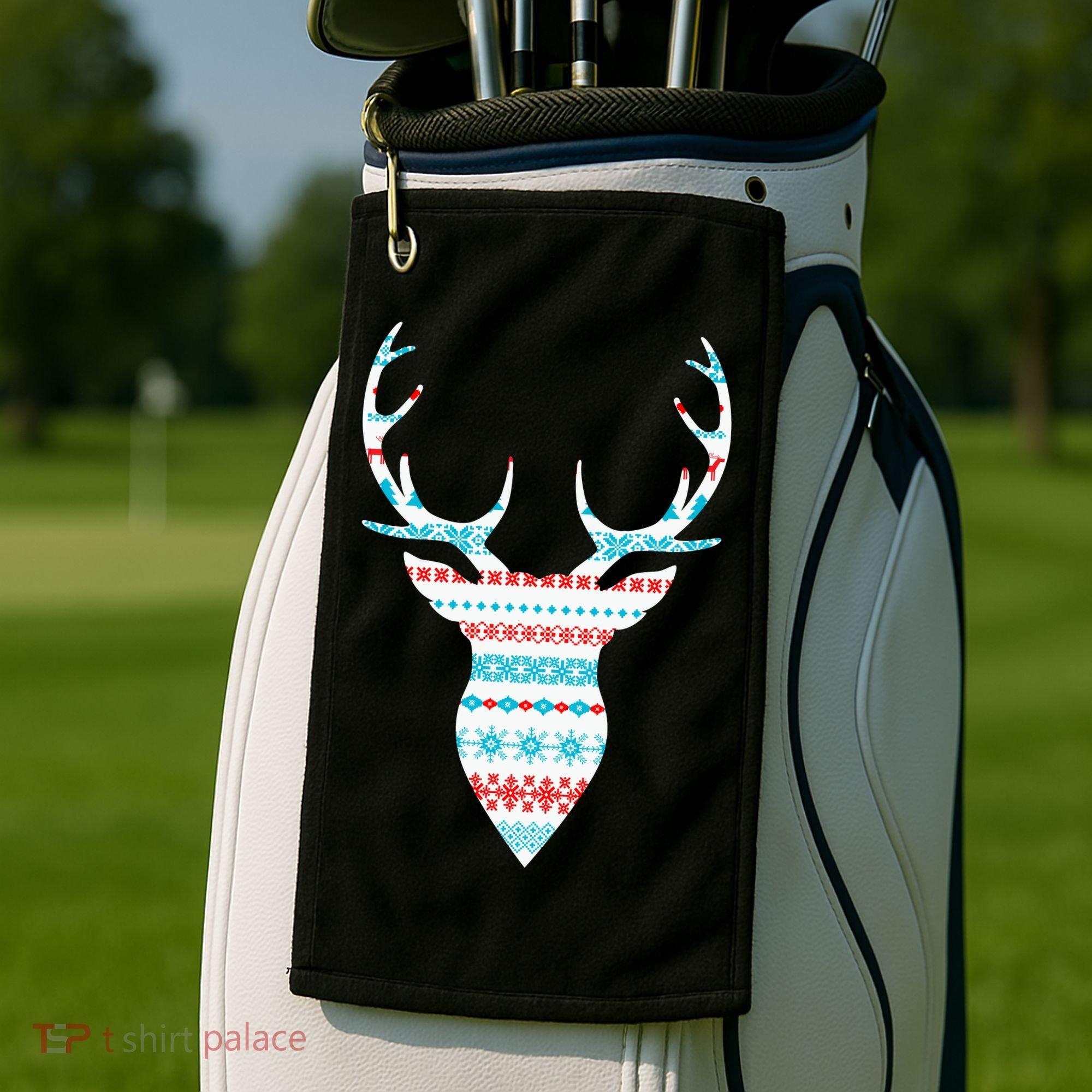 Ugly Christmas Pattern Deer Golf Towel