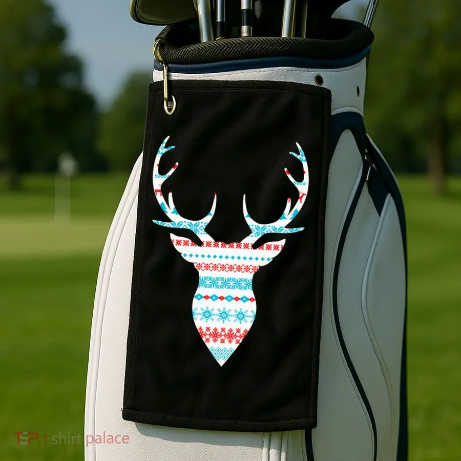 Ugly Christmas Pattern Deer Golf Towel