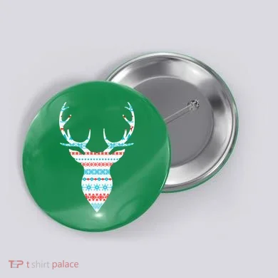 Ugly Christmas Pattern Deer Button