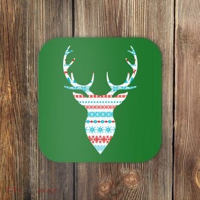 Ugly Christmas Pattern Deer Coaster