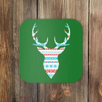 Ugly Christmas Pattern Deer Coaster