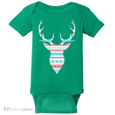 Ugly Christmas Pattern Deer Baby Bodysuit