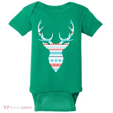 Ugly Christmas Pattern Deer Baby Bodysuit