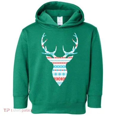 Ugly Christmas Pattern Deer Toddler Hoodie