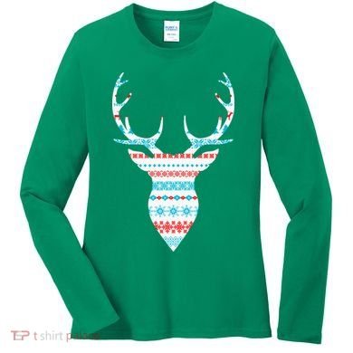 Ugly Christmas Pattern Deer Women's Long Sleeve Shirt